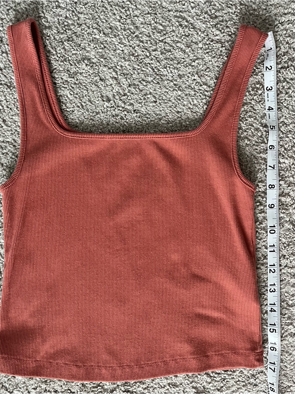 Old Navy Ribbed Square-Neck Crop Tank Top - Coral - Picture 7 of 10